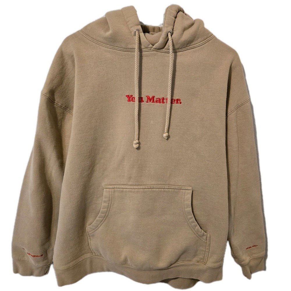 Demetrius Harmon 'You Matter' Khaki Hoodie Cozy Comfort Red Lettering Size Large